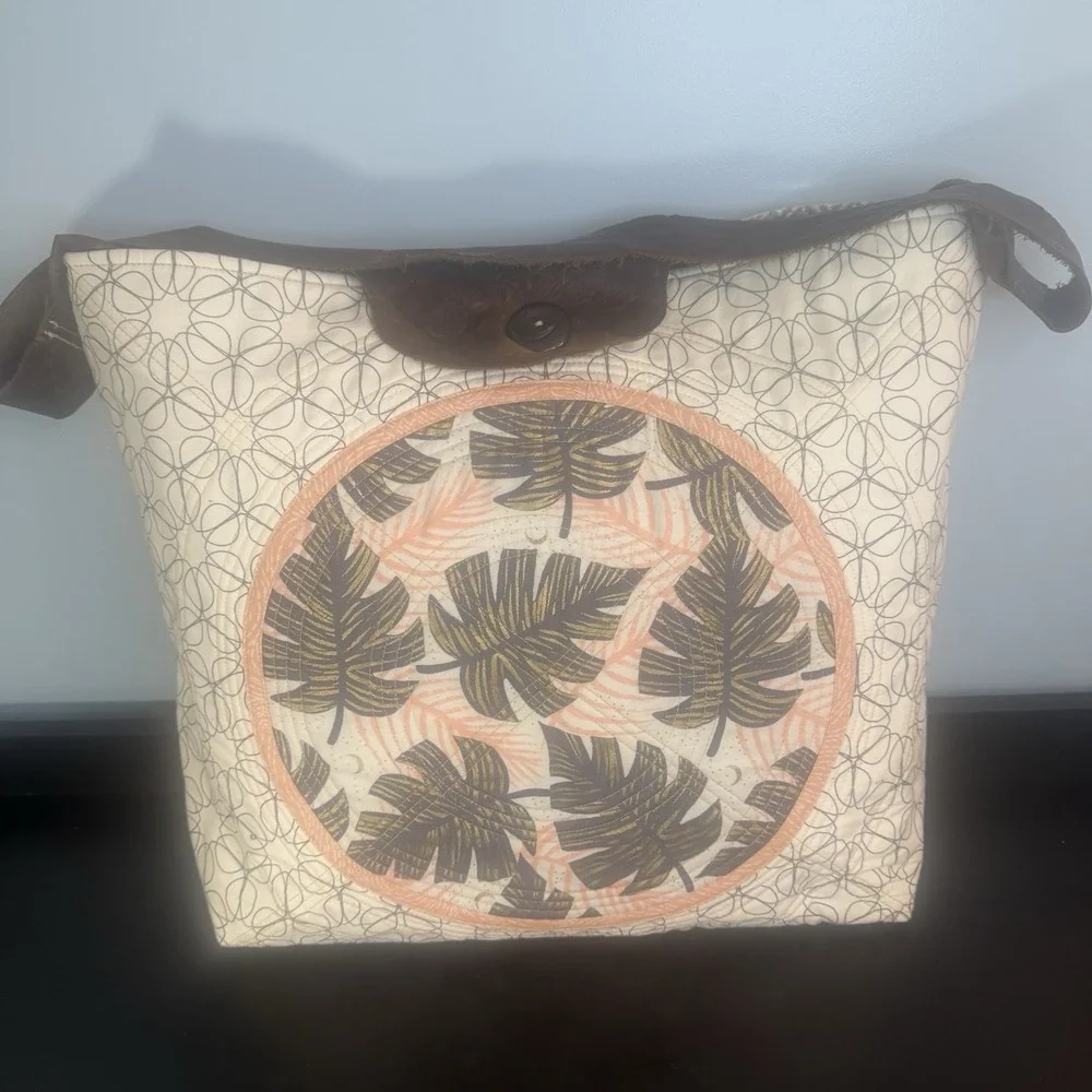 Large Canvas Tote Bag With Leather Straps Shopping  Beach Overnight Button Close